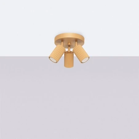 Oswietlenie-sufitowe - lampa sufitowa potrójna plafon 3 karbowane klosze złota karbon sl.1563 sollux 