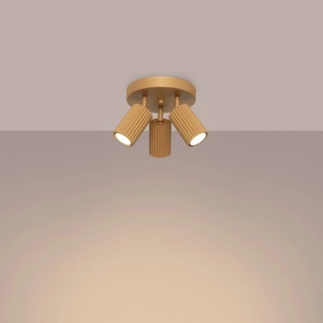 Oswietlenie-sufitowe - lampa sufitowa potrójna plafon 3 karbowane klosze złota karbon sl.1563 sollux 