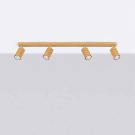 Oswietlenie-sufitowe - spot sufitowy 4 ruchome karbowane reflektorki złota listwa karbon sl.1565 sollux 