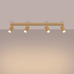 Oswietlenie-sufitowe - spot sufitowy 4 ruchome karbowane reflektorki złota listwa karbon sl.1565 sollux 