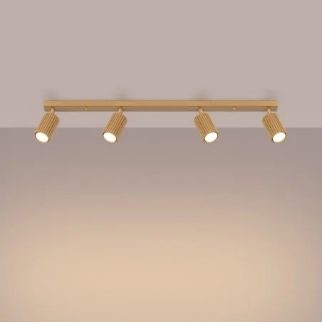 Oswietlenie-sufitowe - spot sufitowy 4 ruchome karbowane reflektorki złota listwa karbon sl.1565 sollux 