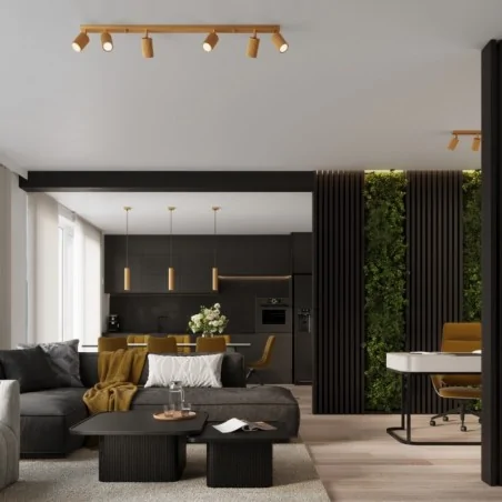 Oswietlenie-sufitowe - spot sufitowy 4 ruchome karbowane reflektorki złota listwa karbon sl.1565 sollux 