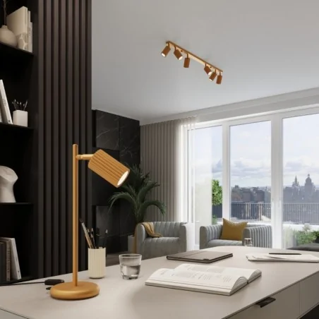 Oswietlenie-sufitowe - spot sufitowy 4 ruchome karbowane reflektorki złota listwa karbon sl.1565 sollux 