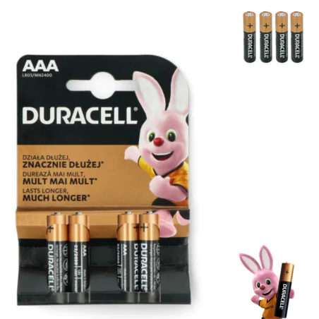 Baterie - baterie aaa cienkie paluszki duracell komplet 4szt 