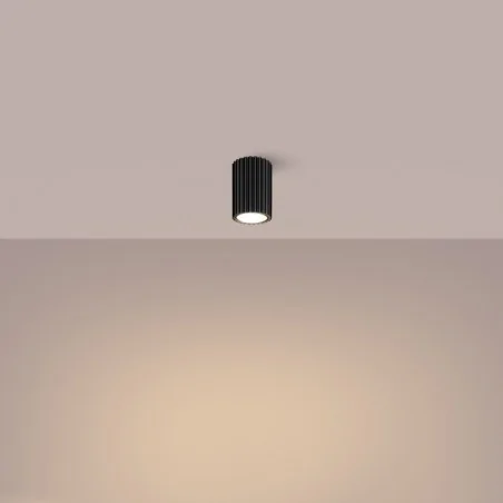 Oswietlenie-sufitowe - plafon tuba natynkowa czarna do salonu karbon 10 sollux sl.1568 