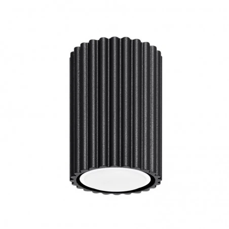 Oswietlenie-sufitowe - plafon tuba natynkowa czarna do salonu karbon 10 sollux sl.1568 