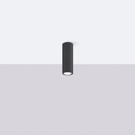 Oswietlenie-sufitowe - tuba sufitowa karbowana czarna gu10 karbon 20 sollux sl.1569 