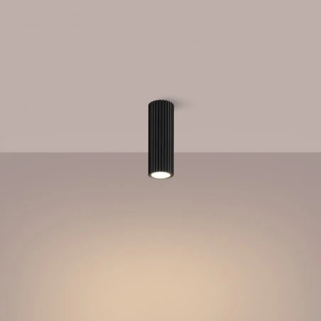 Oswietlenie-sufitowe - tuba sufitowa karbowana czarna gu10 karbon 20 sollux sl.1569 