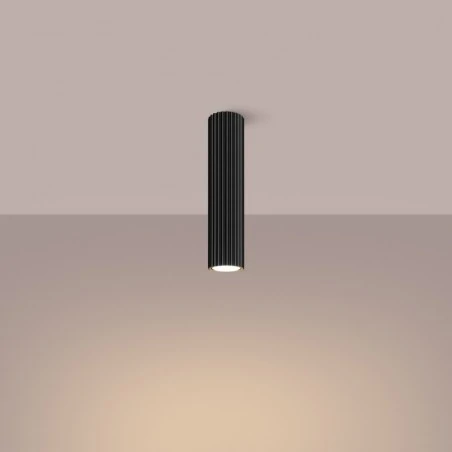 Oprawy-sufitowe - lampa sufitowa tuba natynkowa czarna na żarówkę gu10 karbon sl.1570 sollux 