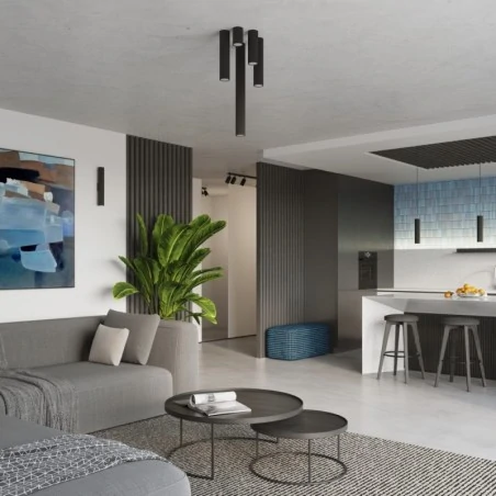 Lampy-sufitowe - lampa wisząca 2 sufitowe tuby karbon 2 czarny sollux sl.1574 