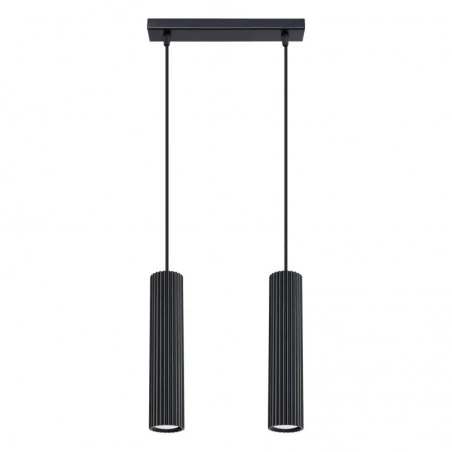 Lampy-sufitowe - lampa wisząca 2 sufitowe tuby karbon 2 czarny sollux sl.1574 