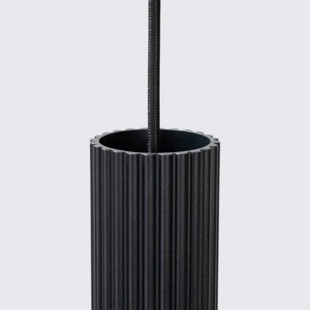 Lampy-sufitowe - lampa sufitowa 3 wiszące karbowane tuby gu10 czarna karbon sollux 