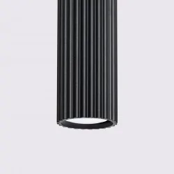 Lampy-sufitowe - lampa sufitowa 3 wiszące karbowane tuby gu10 czarna karbon sollux 