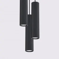 Lampy-sufitowe - lampa wiszące tuby potrójna do salonu czarna karbon 3p sollux sl.1576 