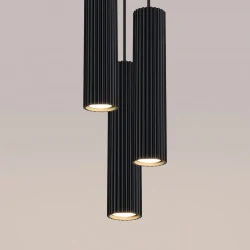 Lampy-sufitowe - lampa wiszące tuby potrójna do salonu czarna karbon 3p sollux sl.1576 