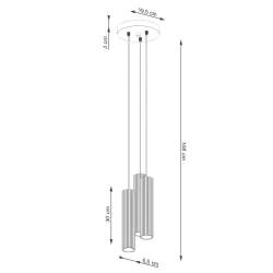 Lampy-sufitowe - lampa wiszące tuby potrójna do salonu czarna karbon 3p sollux sl.1576 
