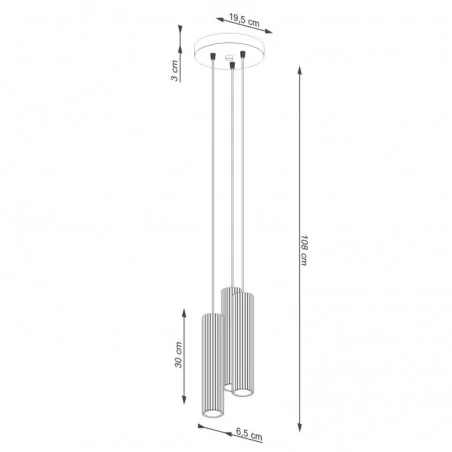 Lampy-sufitowe - lampa wiszące tuby potrójna do salonu czarna karbon 3p sollux sl.1576 