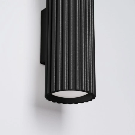 Kinkiety-do-salonu - tuba ścienna góra-dół kinkiet do salonu podwójny karbon 30 czarny sollux sl.1577 