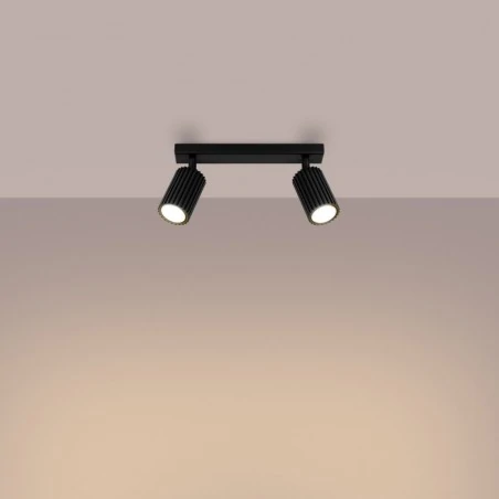 Oswietlenie-sufitowe - plafon spot podwójny 2 tuby karbon 2 czarny sollux sl.1580 