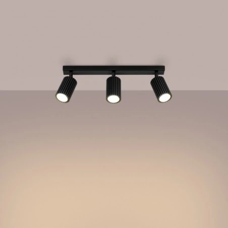 Oswietlenie-sufitowe - plafon listwa spot potrójny karbon 3l czarny sollux sl.1581 