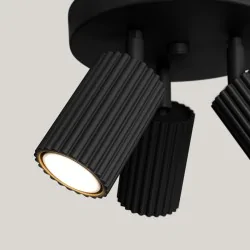 Lampy-sufitowe - lampa sufitowa plafon potrójny czarny 3 karbowane klosze karbon sl.1582 sollux 