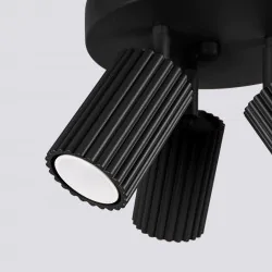 Lampy-sufitowe - lampa sufitowa plafon potrójny czarny 3 karbowane klosze karbon sl.1582 sollux 