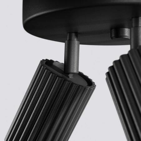 Lampy-sufitowe - lampa sufitowa plafon potrójny czarny 3 karbowane klosze karbon sl.1582 sollux 