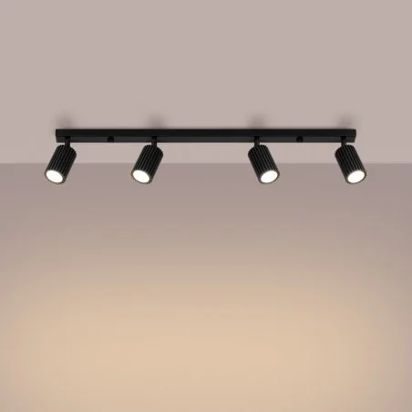 Oswietlenie-sufitowe - plafon poczwórny listwa 4 tuby karbon 4l czarny sollux sl.1584 