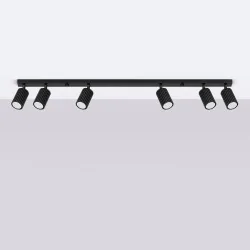 Oswietlenie-sufitowe - lampa oświetleniowa długa listwa 6 tub czarna karbon 6l sollux sl.1585 