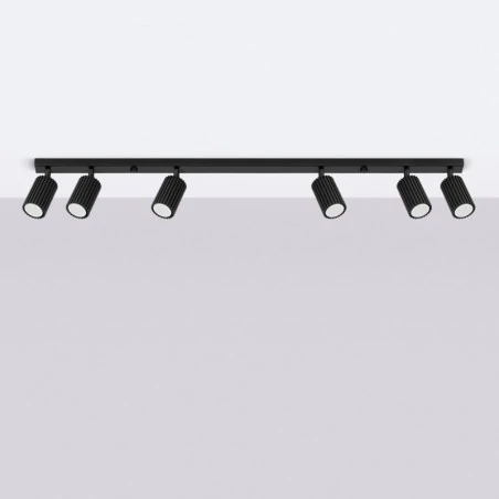 Oswietlenie-sufitowe - lampa oświetleniowa długa listwa 6 tub czarna karbon 6l sollux sl.1585 