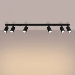Oswietlenie-sufitowe - lampa oświetleniowa długa listwa 6 tub czarna karbon 6l sollux sl.1585 