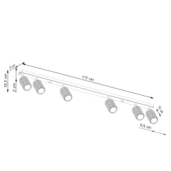Oswietlenie-sufitowe - lampa oświetleniowa długa listwa 6 tub czarna karbon 6l sollux sl.1585 