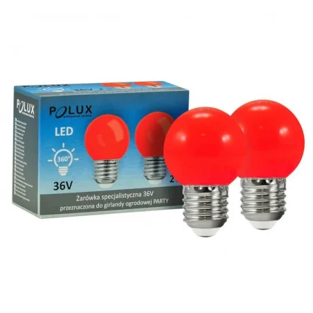 Gwint-trzonek-e27 - żarówki g45 czerwone 36v do girlandy party (2 szt. w zestawie) polux 