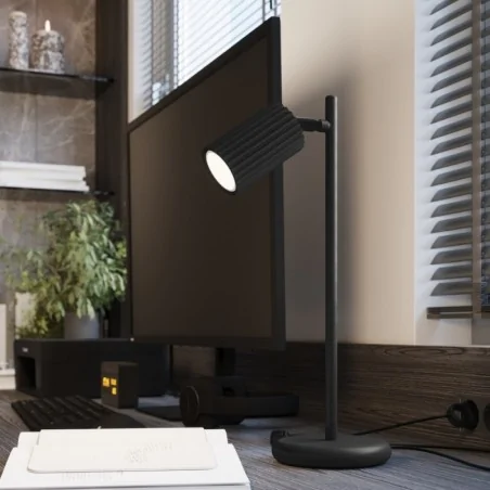 Lampki-biurkowe - lampa biurkowa nowoczesna do gabinetu karbon czarna sollux sl.1586 