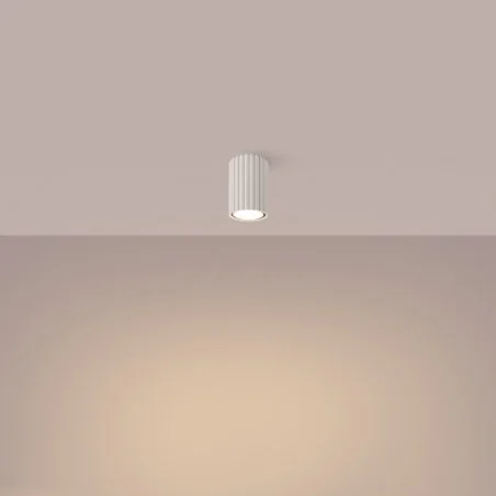 Oswietlenie-sufitowe - plafon oprawa sufitowa tuba karbowana karbon 10 beżowa sollux sl.1587 