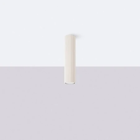 Oprawy-sufitowe - lampa sufitowa plafon długa beżowa karbowana tuba na sufit karbon sl.1589 sollux 