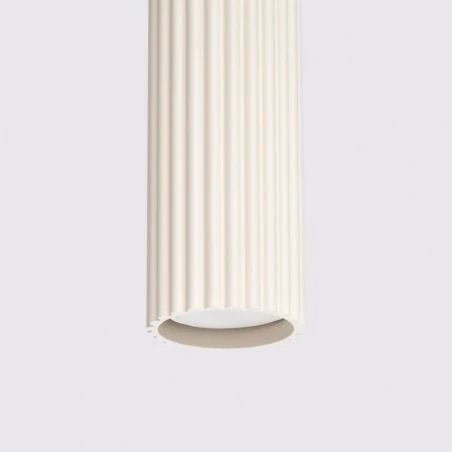 Lampy-sufitowe - lampa wisząca tuba kremowa falowana oprawa zwisająca karbon 1 beżowy sollux sl.1592 