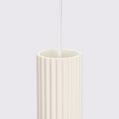 Lampy-sufitowe - lampa wisząca tuba kremowa falowana oprawa zwisająca karbon 1 beżowy sollux sl.1592 