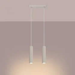 Lampy-sufitowe - lampa sufitowa 2 wiszące tuby karbon 2 beżowy sollux sl.1593 