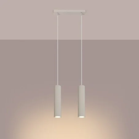 Lampy-sufitowe - lampa sufitowa 2 wiszące tuby karbon 2 beżowy sollux sl.1593 