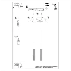 Lampy-sufitowe - lampa sufitowa 2 wiszące tuby karbon 2 beżowy sollux sl.1593 