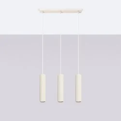 Lampy-sufitowe - lampa wisząca potrójna do kuchni nad wyspę karbon 3l beżowy sollux sl.1594 