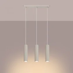 Lampy-sufitowe - lampa wisząca potrójna do kuchni nad wyspę karbon 3l beżowy sollux sl.1594 