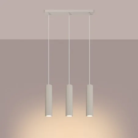 Lampy-sufitowe - lampa wisząca potrójna do kuchni nad wyspę karbon 3l beżowy sollux sl.1594 