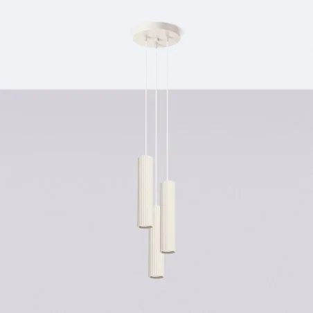 Lampy-sufitowe - lampa wisząca zwis potrójny 3 tuby sufitowe karbon 3p beżowy sollux sl.1595 