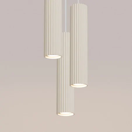 Lampy-sufitowe - lampa wisząca zwis potrójny 3 tuby sufitowe karbon 3p beżowy sollux sl.1595 