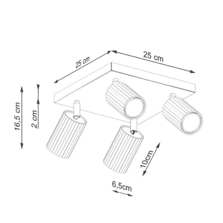 Oprawy-sufitowe - lampa sufitowa poczwórna beżowa spot gu10 karbon sl.1602 sollux 