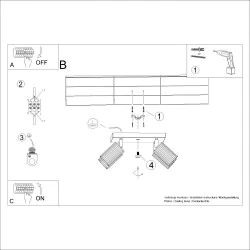 Oprawy-sufitowe - lampa sufitowa poczwórna beżowa spot gu10 karbon sl.1602 sollux 