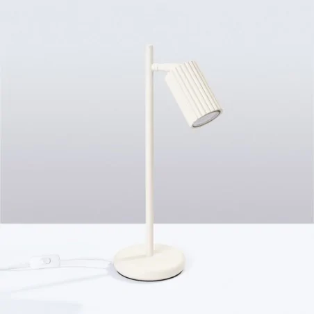 Lampki-biurkowe - lampa biurkowa minimalistyczna stołowa karbon beżowa sollux sl.1605 