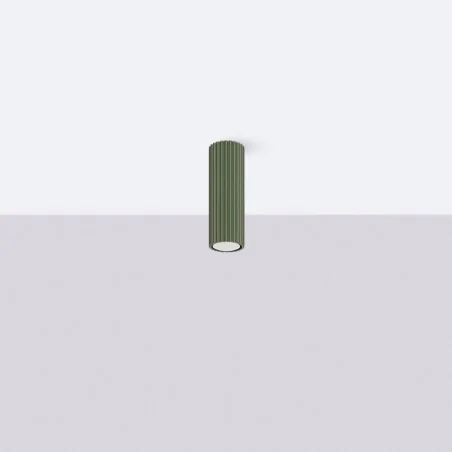 Oswietlenie-sufitowe - plafon tuba natynkowa lampa przysufitowa karbon 20 zielony oliwkowy sollux sl.1607 